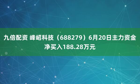 九倍配资 峰岹科技（688279）6月20日主力资金净买入188.28万元