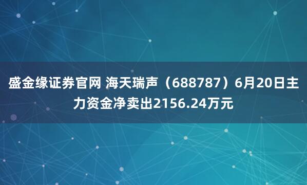 盛金缘证券官网 海天瑞声（688787）6月20日主力资金净卖出2156.24万元